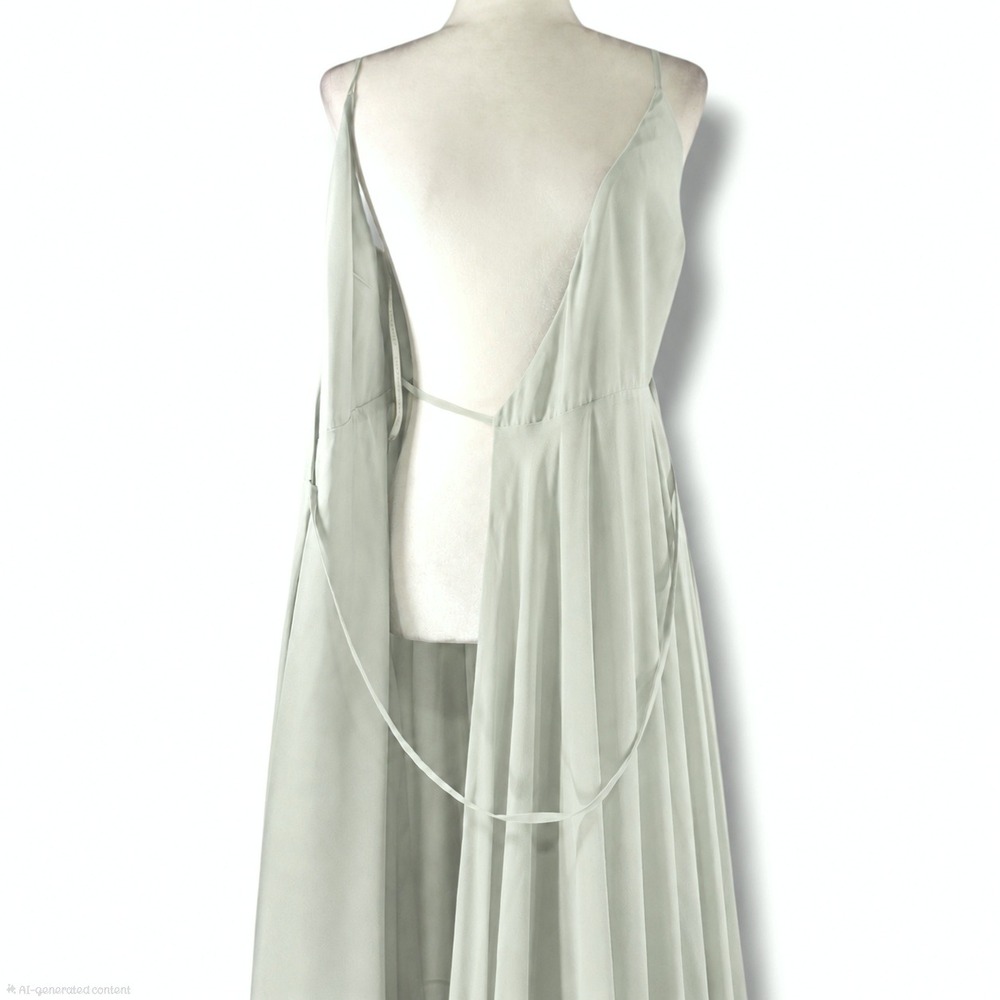 Jenny Yoo Collection James Luxe Chiffon Wrap Maxi Bridesmaid Gown Morning Mist 0 - Picture 3 of 8